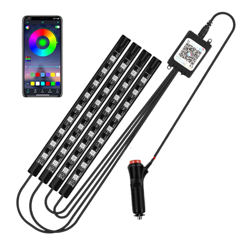 SEISA - Luz Led Rgb de Ambiente para Interior de Auto Bluetooth 12BT