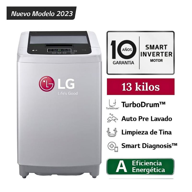 LG - Lavadora LG Carga Superior 13 Kg WT13DPBK Gris