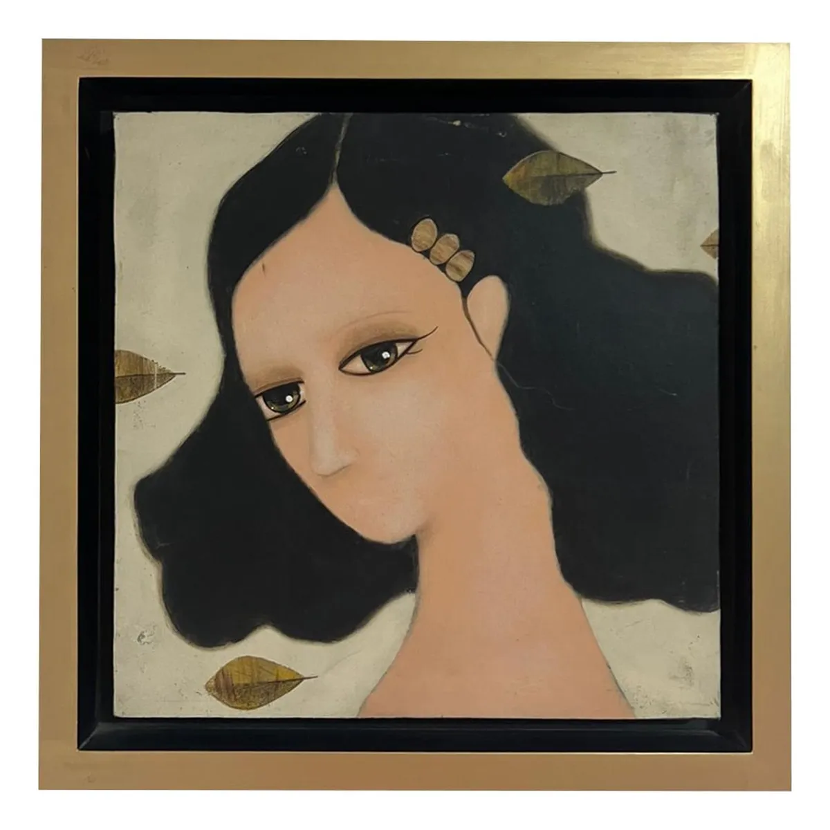 MAP DESIGN HOME - Cuadro Decorativo al Óleo Dama Natural 37x37 cm