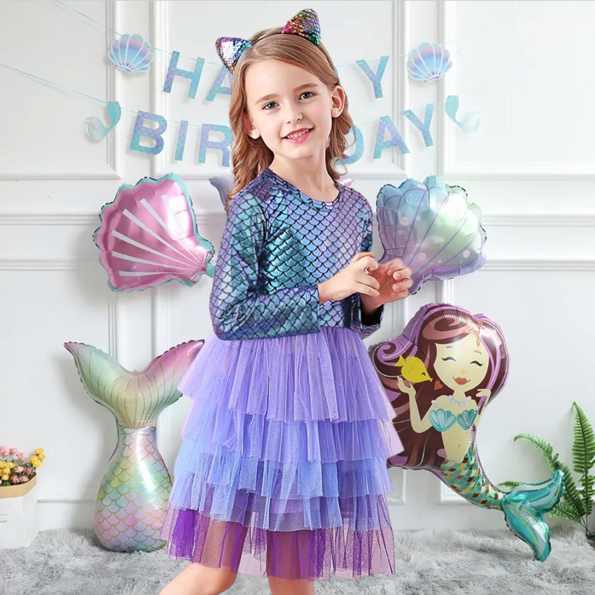 GENERICO - VESTIDO DE NIÑA  SIRENA + GANCHO