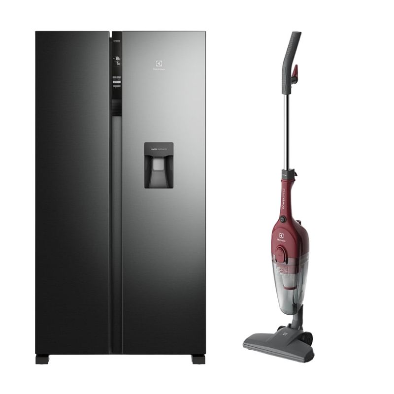 ELECTROLUX - Combo Refrigeradora Sideby Side 514L Efficient ERSA53K2HVB + Aspiradora vertical STK13 Electrolux