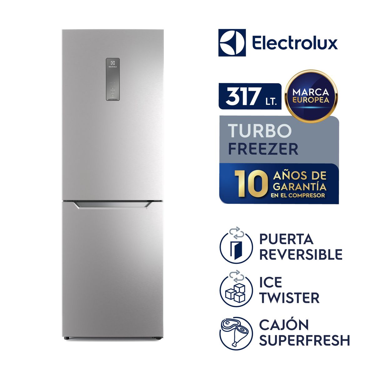ELECTROLUX - Combo: Refrigerador Botoom Freezer 317 L Silver ERQR32E2HUS + Aspiradora vertical STK13 Electrolux