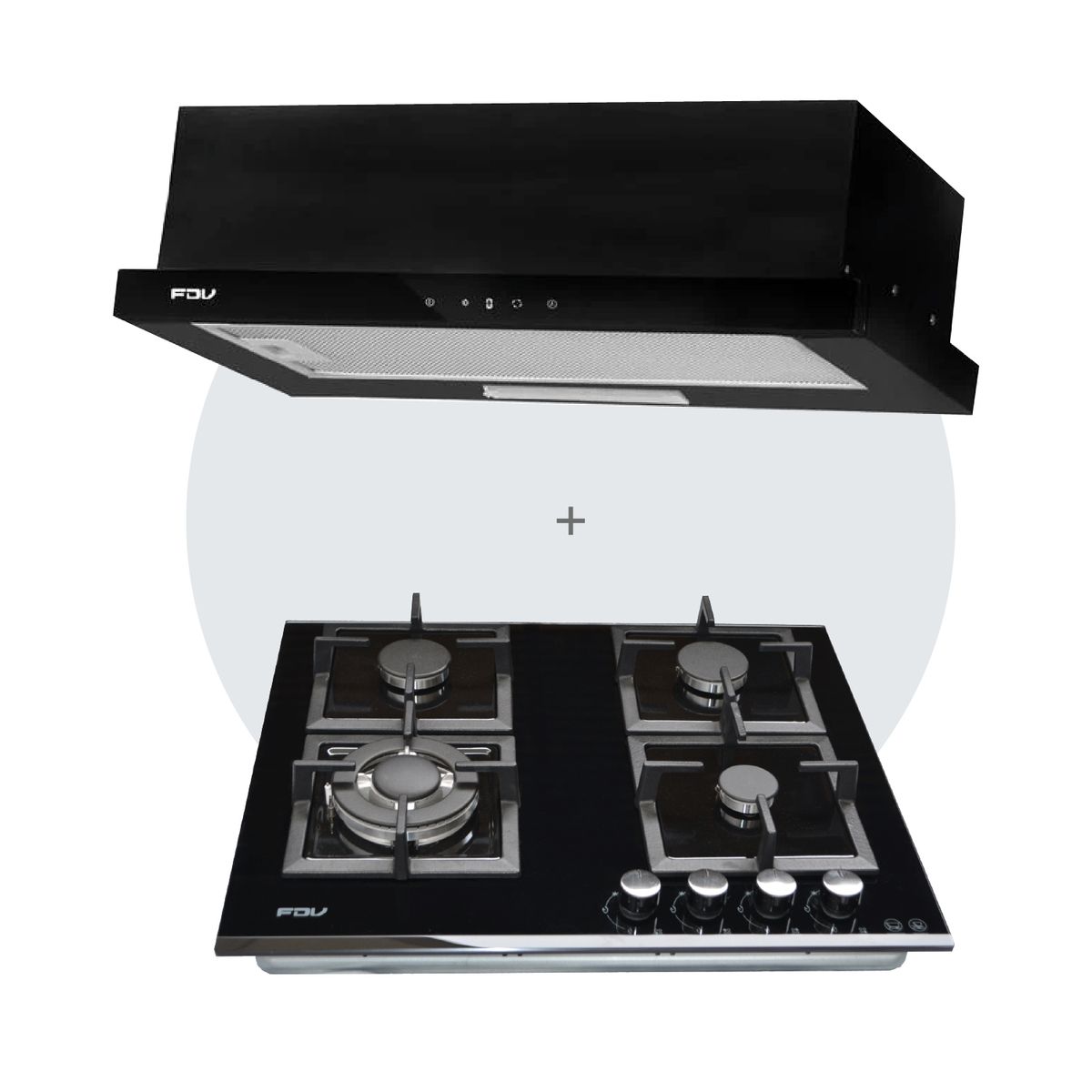 FDV - Combo Campana Extractora Twin Black + Encimera a Gas 60 GLP