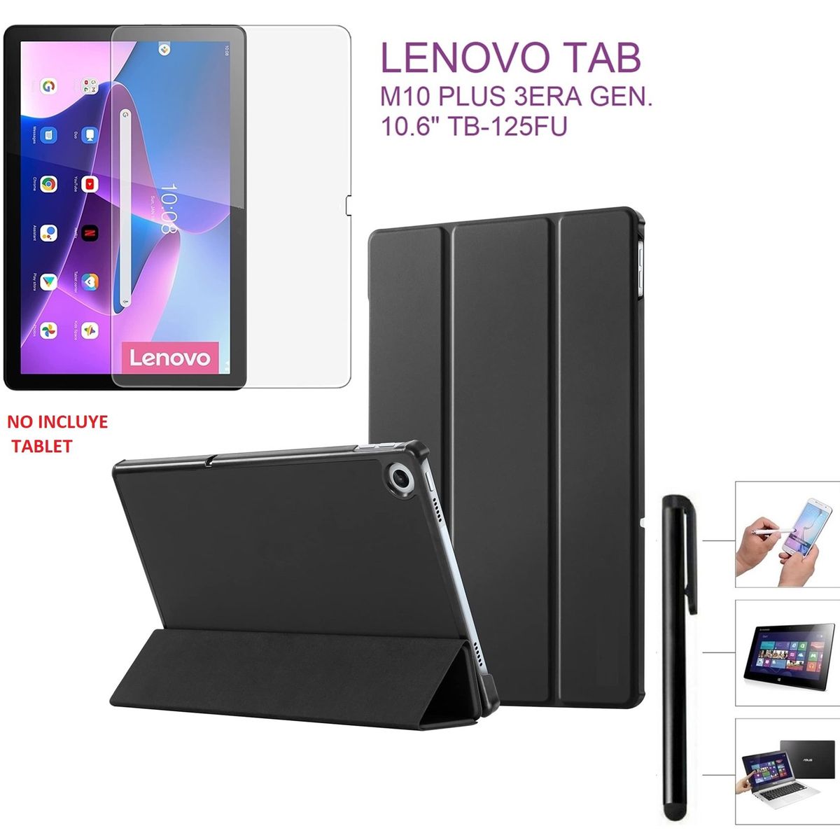 GENERICO - Funda Case + Mica + Lapiz Lenovo Tab M10 Plus 3era Gen 10.6 TB125FU.