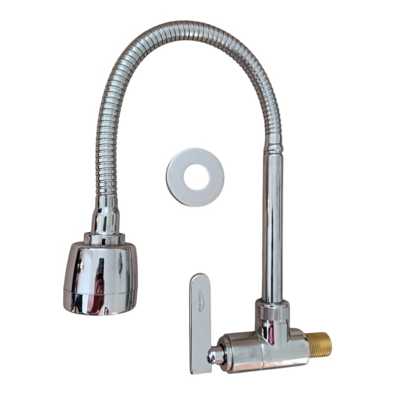 GENERICO - Grifo Caño Pared Pesado de Cocina Bronce Cromado agua fría flexible
