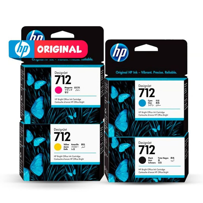 HP - kit Tinta HP 712 C+M+Y+BK para T210, T230, T250 - Original