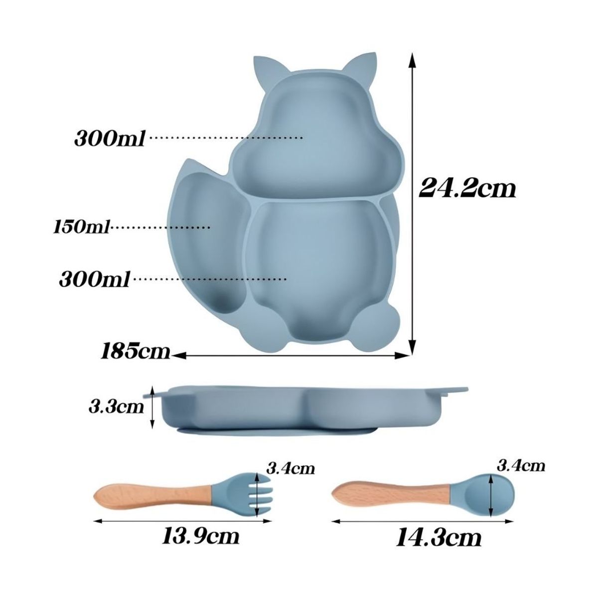 GENERICO - Set De Alimentación De Silicona Ardilla Para Bebé - Niño