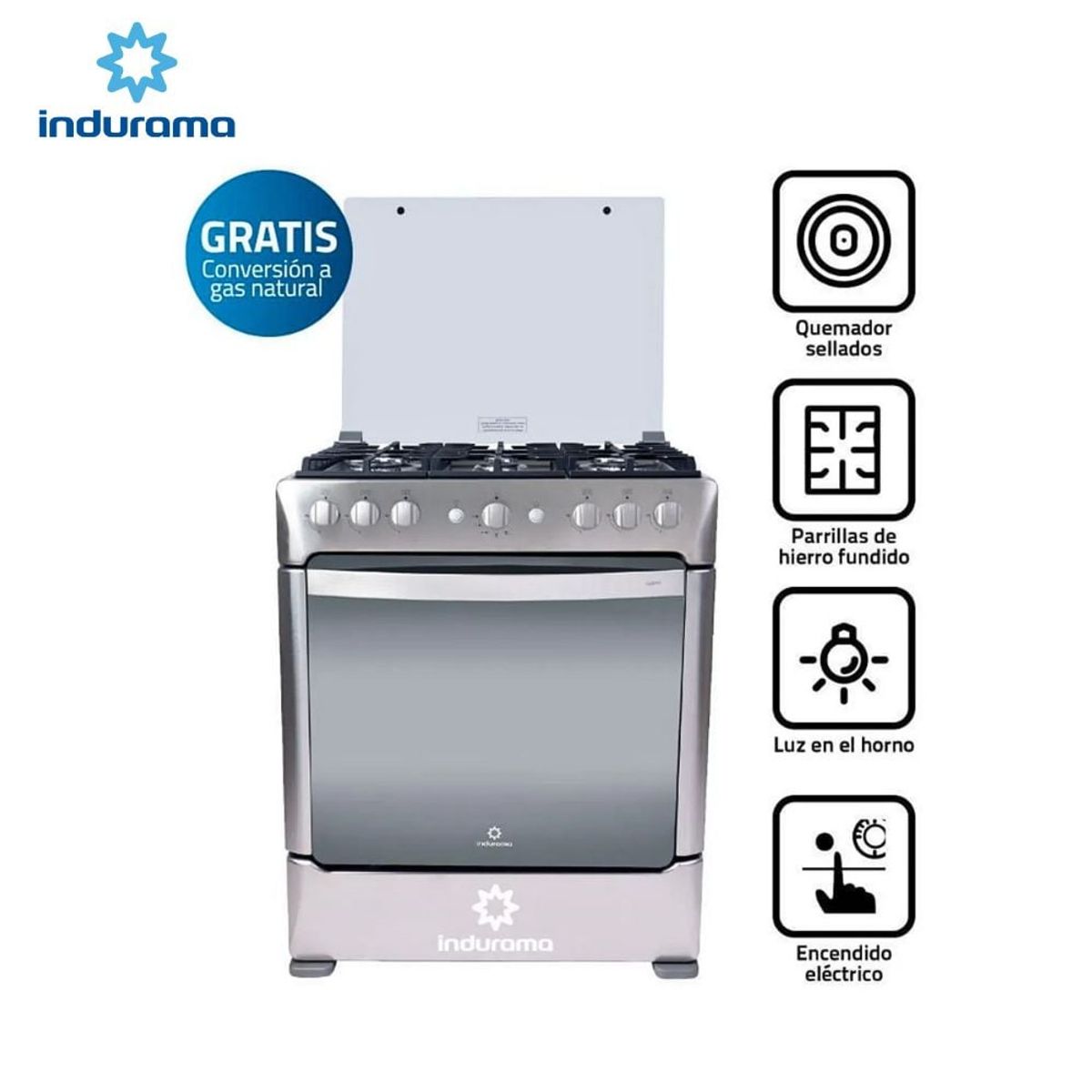 INDURAMA - Cocina Indurama Parma Zafiro Croma 6 quemadores