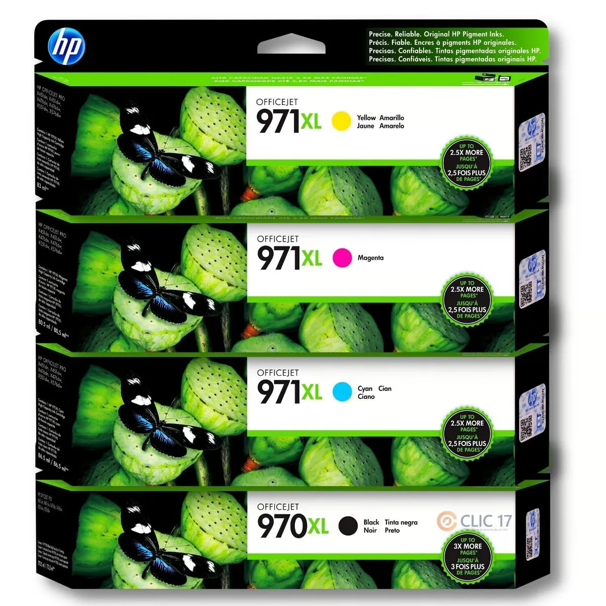 HP - Kit Tinta HP 970XL 971XL Cyan Magenta Amarillo Negro