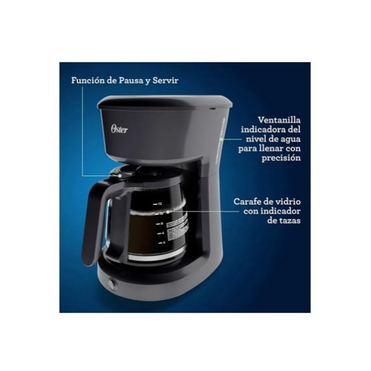 OSTER - Cafetera Oster BVSTDCS12B-053 Eléctrica para 12 Tazas Negro