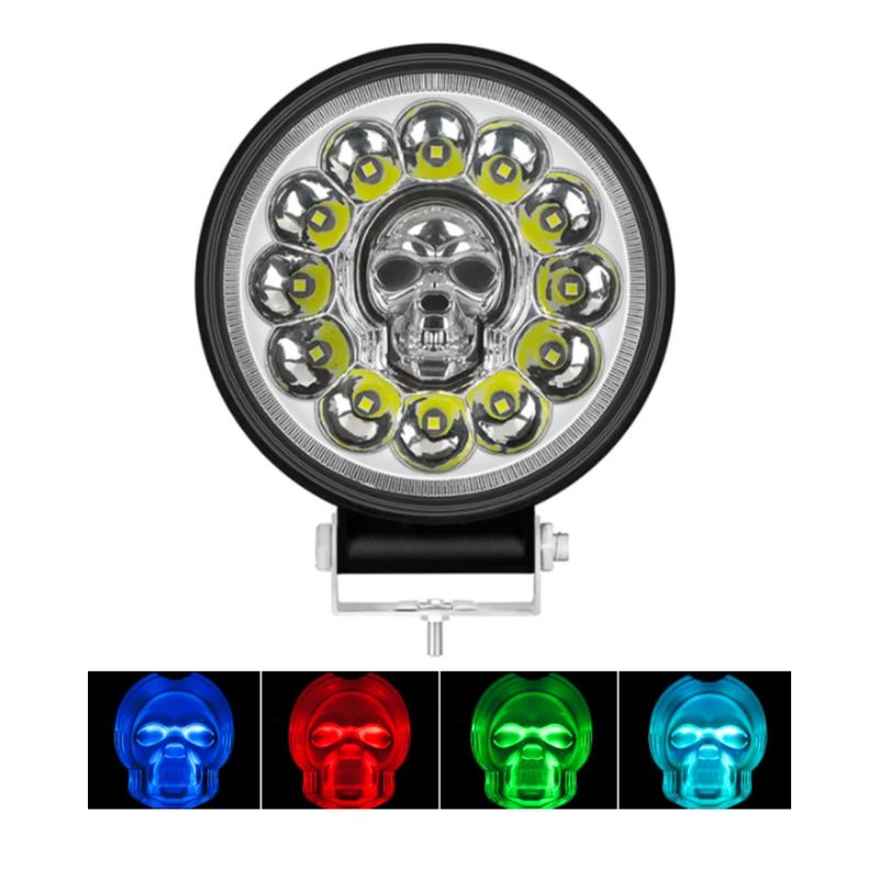 INMESOL - FARO LED REDONDO ALTA Y BAJA LUZ BLANCA CALAVERA RGB FLASH