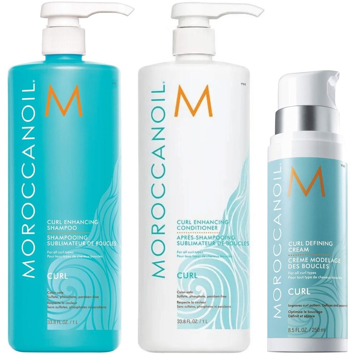 MOROCCANOIL - Shampoo Rizos Litro+ Acondicionador+ Crema Definidora Moroccanoil Curl