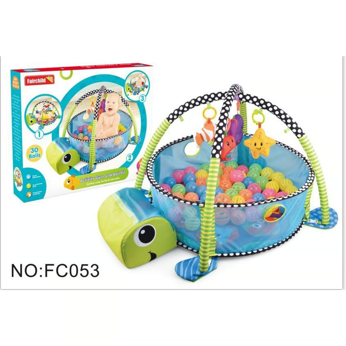 GENERICO - Gimnasio de Tortuga con Pelotas 3 en 1 para Bebe