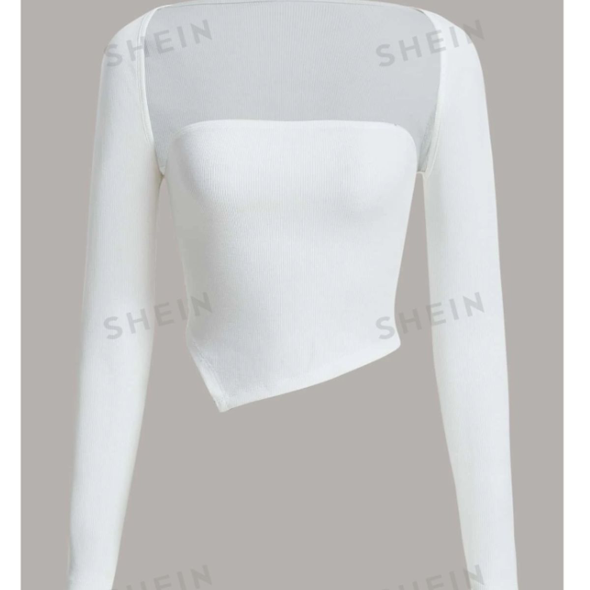 GENERICO - TOP MANGA LARGA DE CUELLO CUADRADO