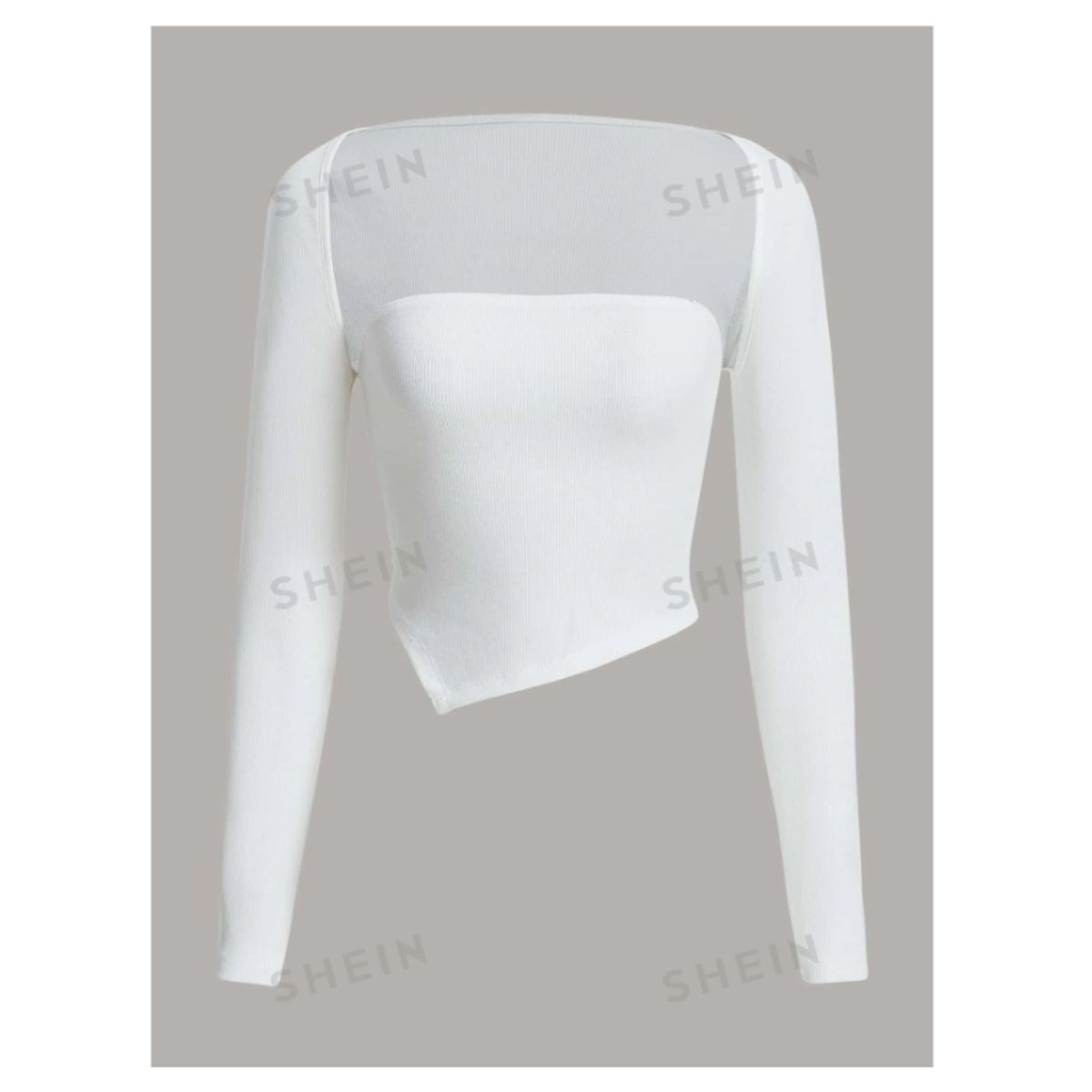 GENERICO - TOP MANGA LARGA DE CUELLO CUADRADO