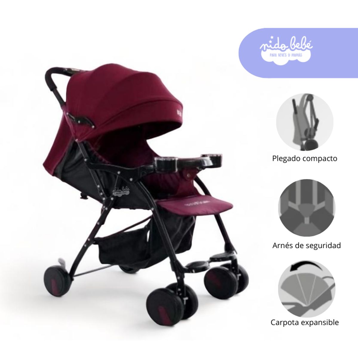 GENERICO - Coche Maleta modelo Jorsh Color Guinda