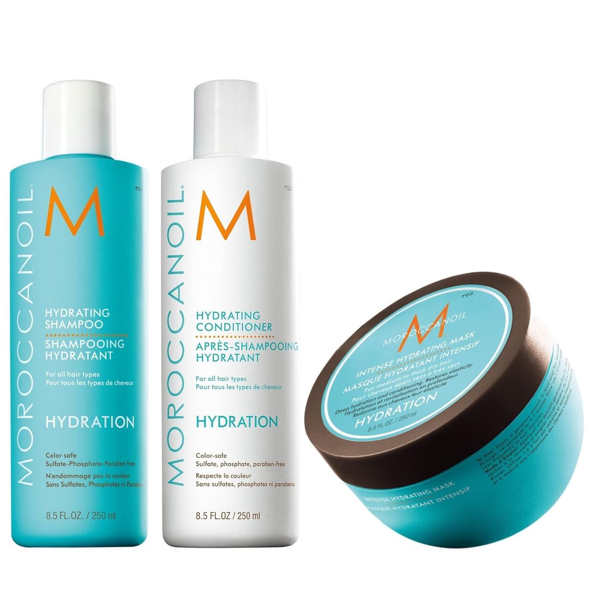 MOROCCANOIL - Shampoo 250ml + Acondicionador + Mascarilla Moroccanoil Hydration