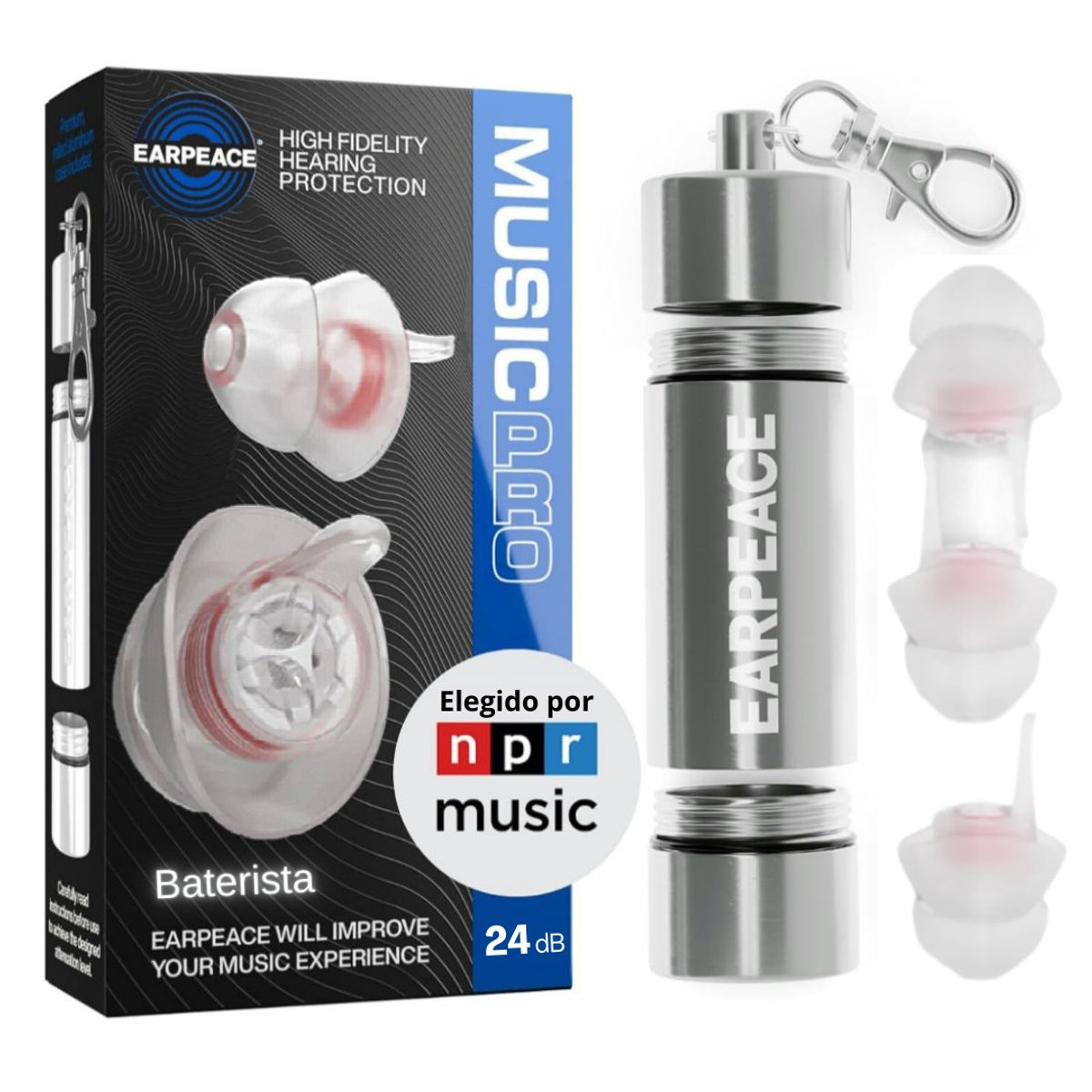 EAR PEACE - Tapones de Oìdos para Bateristas Músicos Conciertos Antiruido Filtro de Reducciòn de 24dB MUSIC PRO
