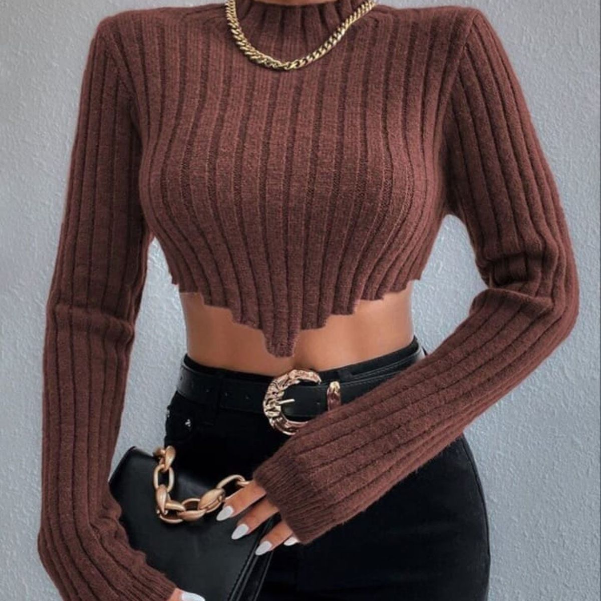 GENERICO - GUI356-12 Sueter para dama Karen Suarez  manga larga color Caramelo