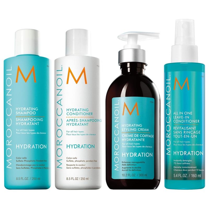 MOROCCANOIL - Shampoo 250ml + Acondicionador + Crema + Spray Moroccanoil Hydration