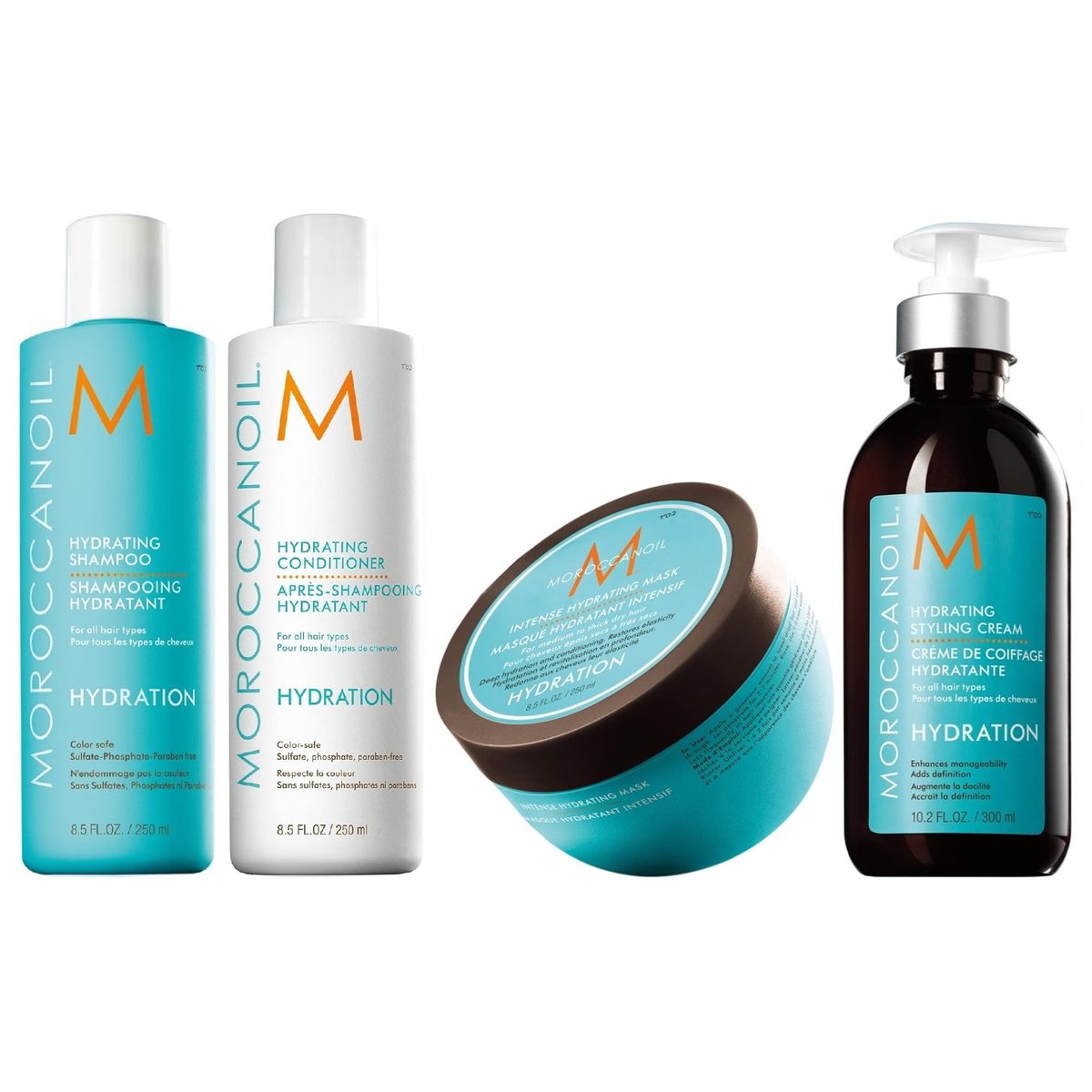 MOROCCANOIL - Shampoo 250ml+ Acondicionador+ Mascarilla+ Crema Moroccanoil Hydration