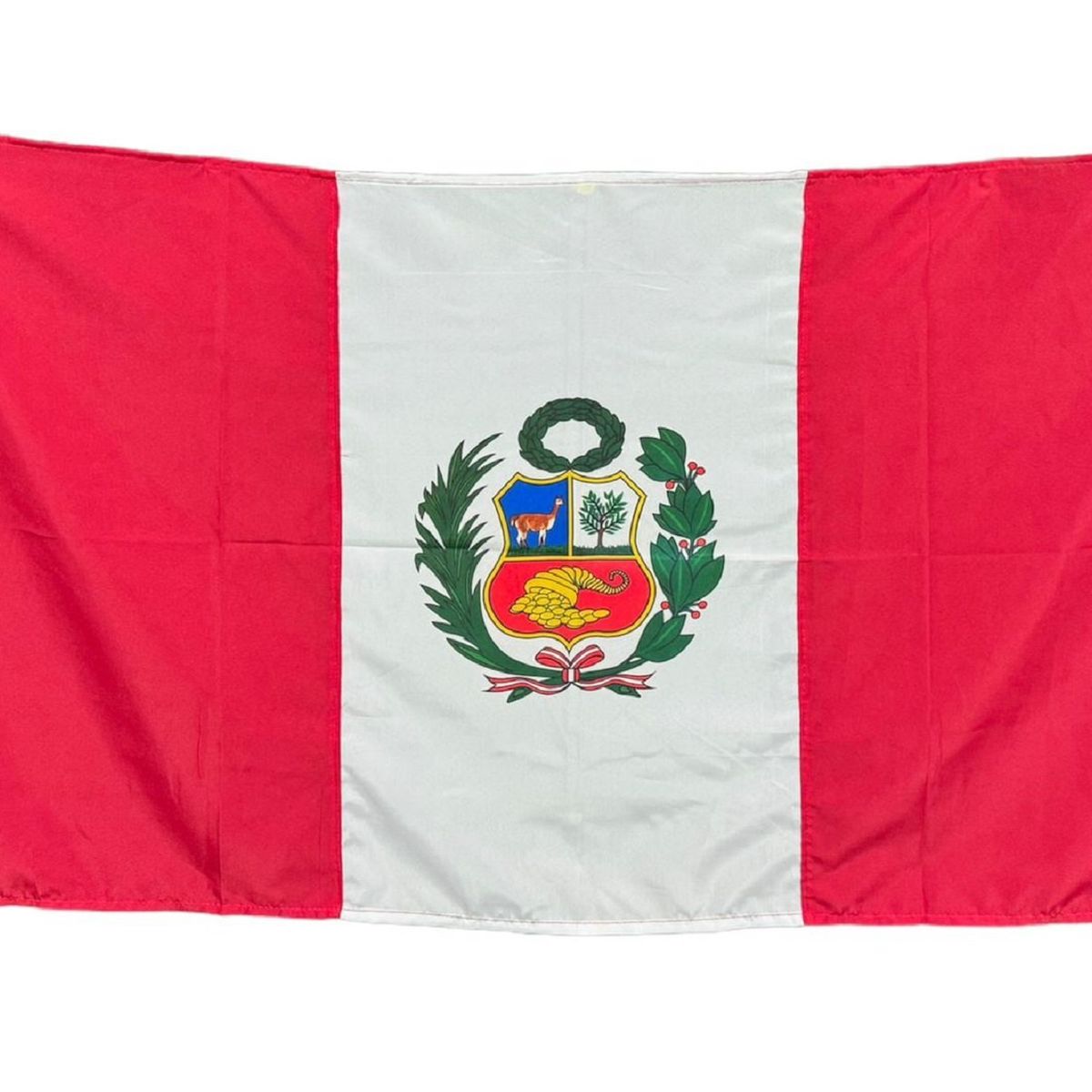 PEYITO - Bandera de Perú 100x55cm de Tela Poliseda Con Escudo