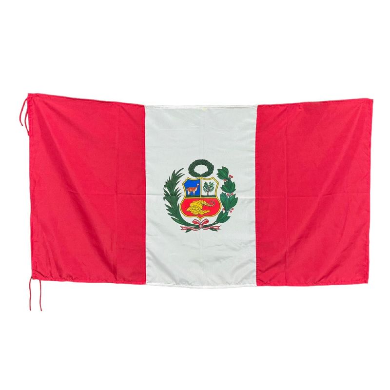 PEYITO - Bandera de Perú 100x55cm de Tela Poliseda Con Escudo