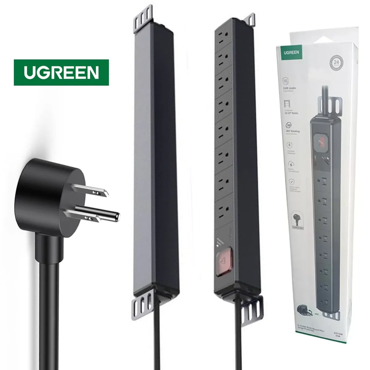 UGREEN - Extensión de 8 Salidas cable 1.80m rack regleta 1875w 15A UGREEN PDU