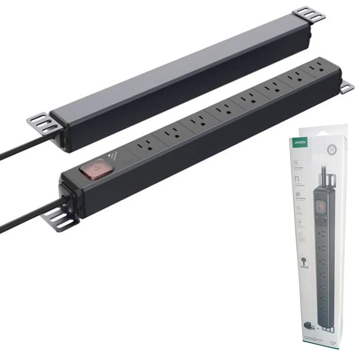 UGREEN - Extensión de 8 Salidas cable 1.80m rack regleta 1875w 15A UGREEN PDU