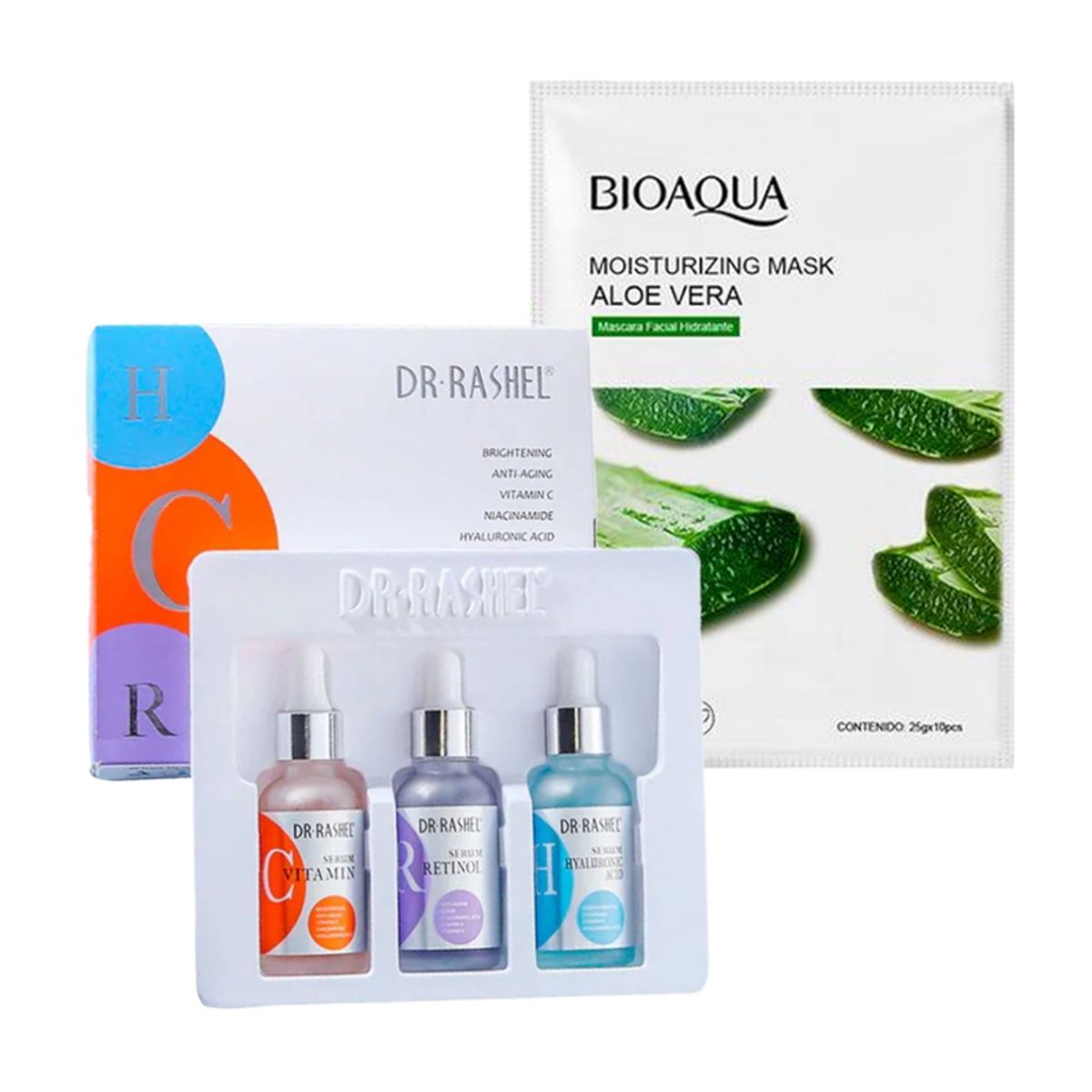 GENERICO - Pack Serum Facial 3 en 1 + Mascarilla Hidratante de Aloe Vera