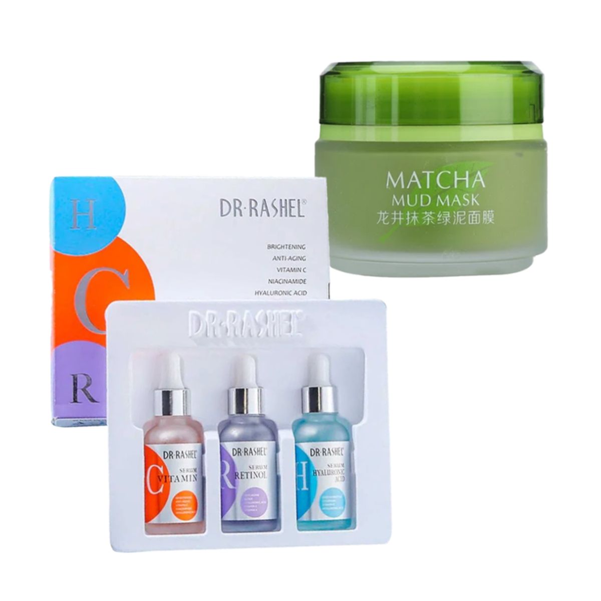 GENERICO - Pack Serum Facial 3 en 1 + Mascarilla De Barro Facial Matcha