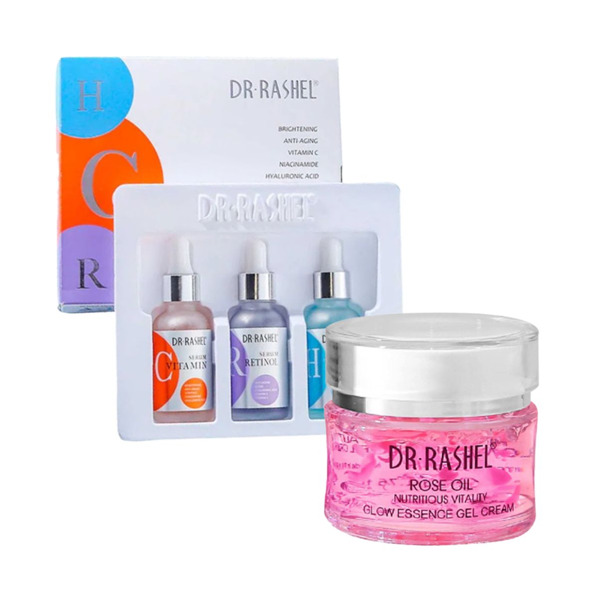 GENERICO - Pack Serum Facial 3 en 1 + Crema Gel Esencia de Rosas