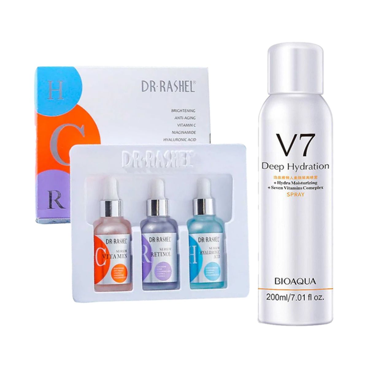 GENERICO - Pack Serum Facial 3 en 1 + Spray Corporal Aclarador V7