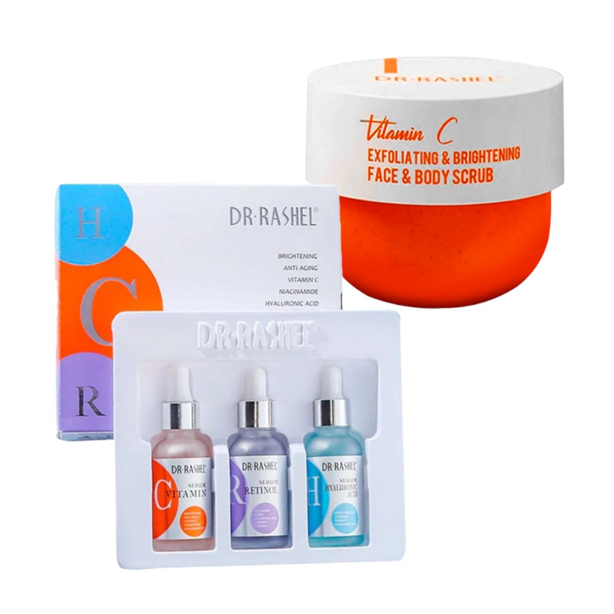 GENERICO - Pack Serum Facial 3 en 1 + Exfoliante Iluminador Vitamina C