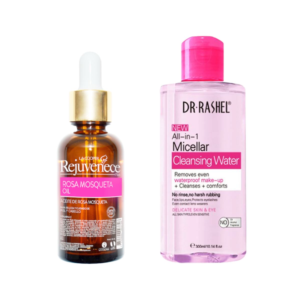 GENERICO - Aceite Facial de Rosa Mosqueta + Agua Limpiadora Micelar Rosa