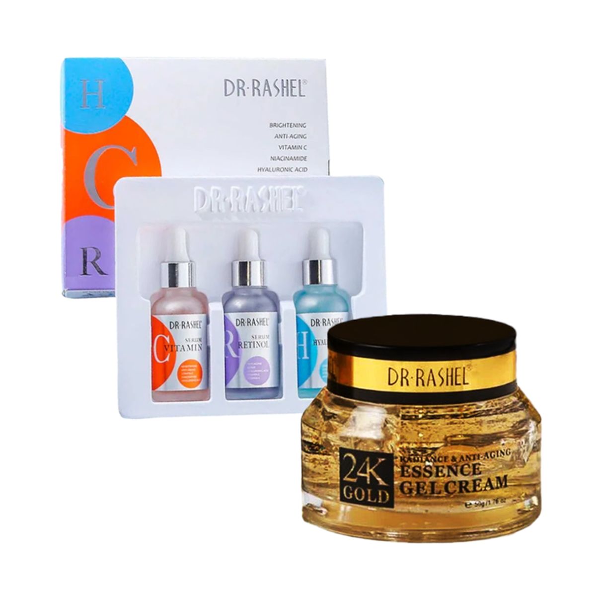 GENERICO - Pack Serum Facial 3 en 1 + Crema Gel Antiedad 24k Gold