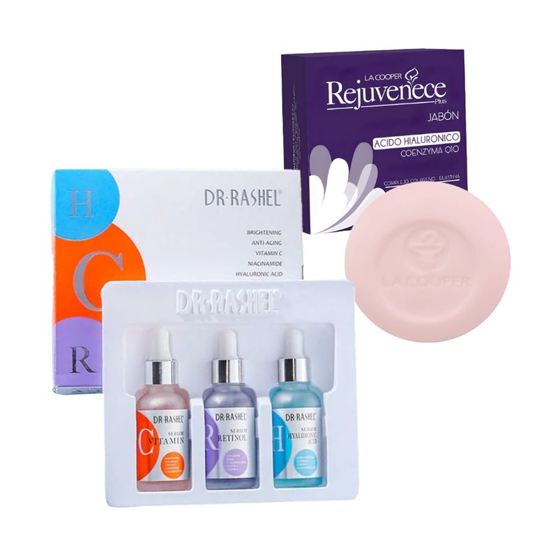 GENERICO - Pack Serum Facial 3 en 1 + Jabón con AH & Coenzima Q10