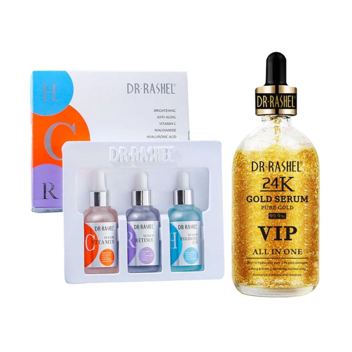 GENERICO - Pack Serum Facial 3 en 1 + Suero Blanqueador Oro 24K
