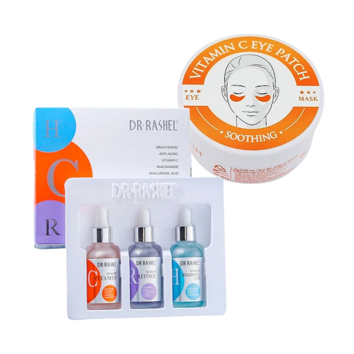 GENERICO - Pack Serum Facial 3 en 1 + Parches de Ojos Vitamina C