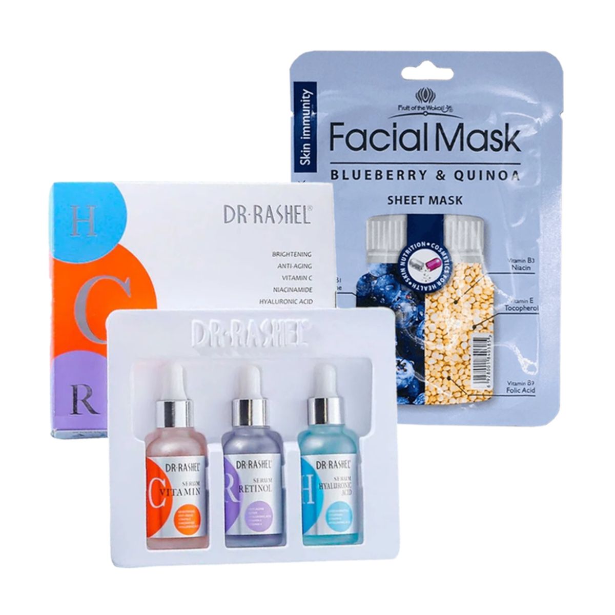 GENERICO - Pack Serum Facial 3 en 1 + Máscara Facial Arándano y Quinoa