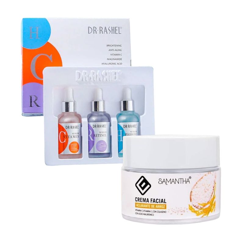 GENERICO - Pack Serum Facial 3 en 1 + Crema con Extracto de Arroz