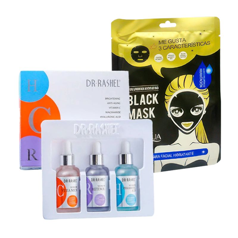 GENERICO - Pack Serum Facial 3 en 1 + Mascarilla Negra Hyaluronan