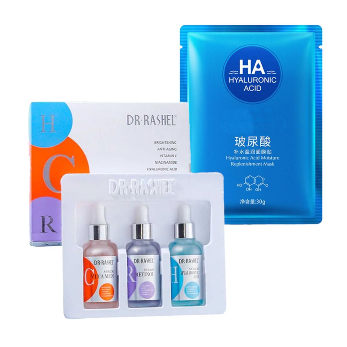 GENERICO - Pack Serum Facial 3 en 1 + Mascarilla Facial Hialurónico