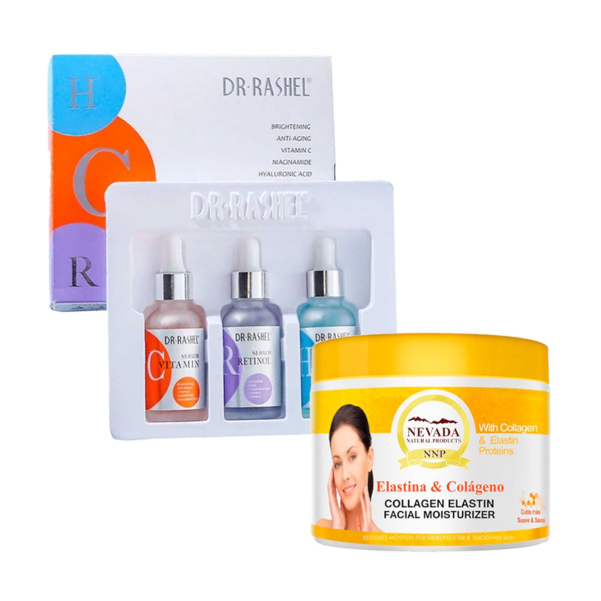 GENERICO - Pack Serum Facial 3 en 1 + Crema Elastina y colágeno