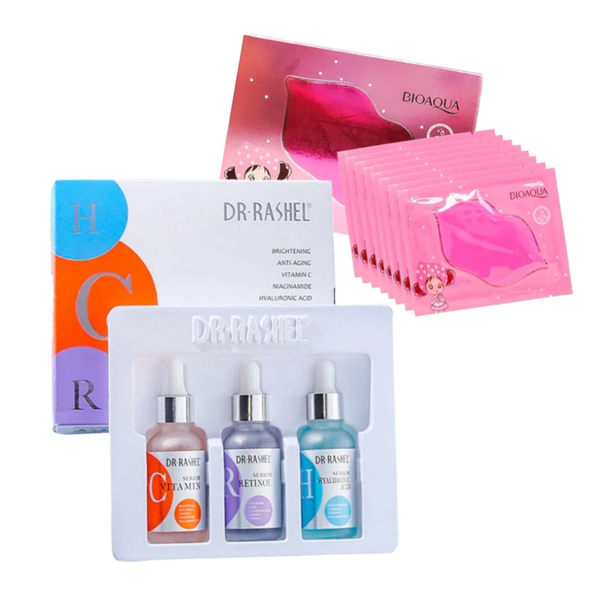 GENERICO - Pack Serum Facial 3 en 1 + Mascarilla labial Colágeno Rosa