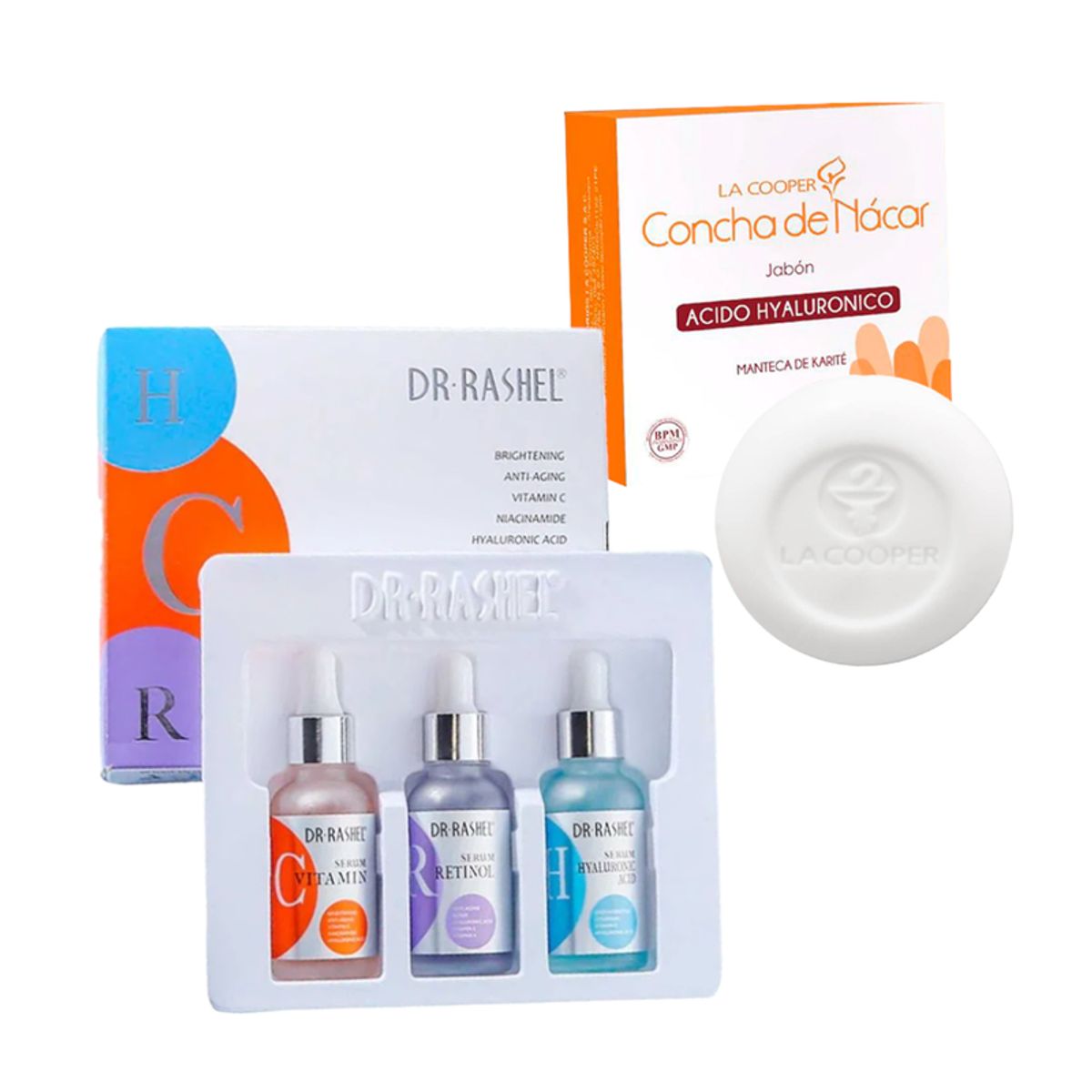 GENERICO - Pack Serum Facial 3 en 1 + Jabón Concha de Nacar y AH