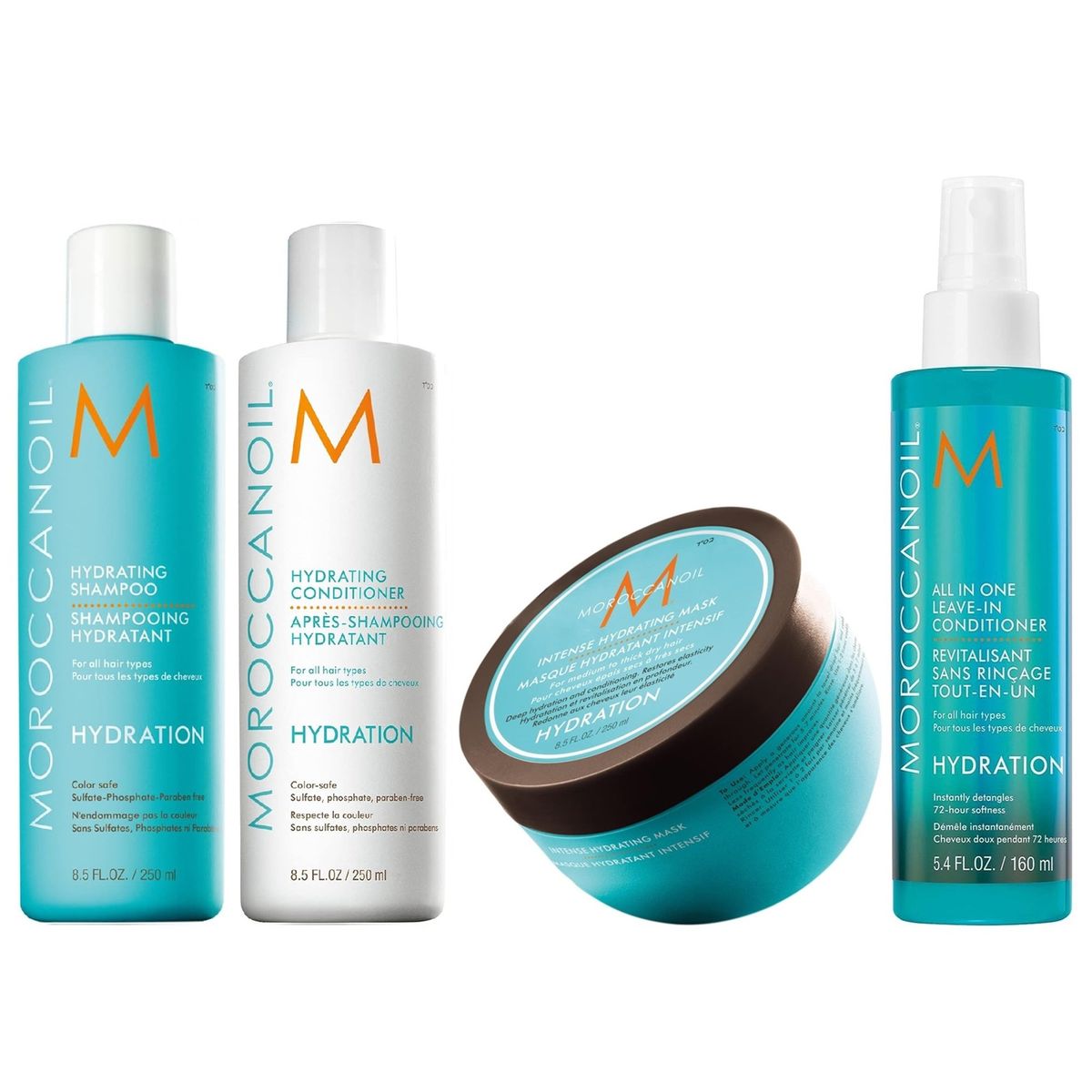 MOROCCANOIL - Shampoo 250ml+ Acondicionador+ Mascarilla+ Spray Moroccanoil Hydration