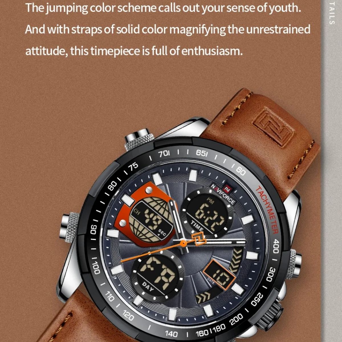 NAVIFORCE - Reloj Naviforce 9197 Brown * Deportivo Para Hombre Correa De Cuero