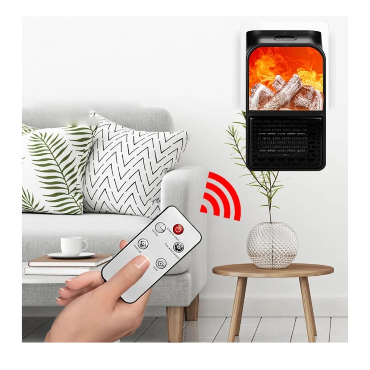 OEM - Calefactor 3D Eléctrico Flame Heater de 900 Watts