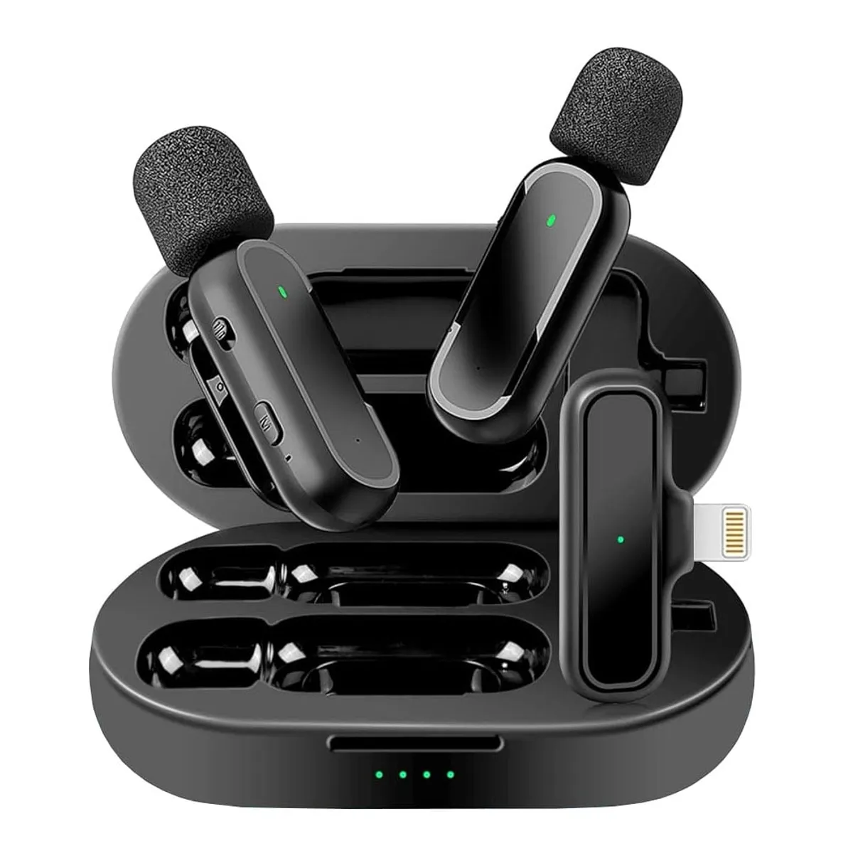 OEM - Micrófonos Inalámbricos 2 en 1 K61 Lightning con Cargador Portátil